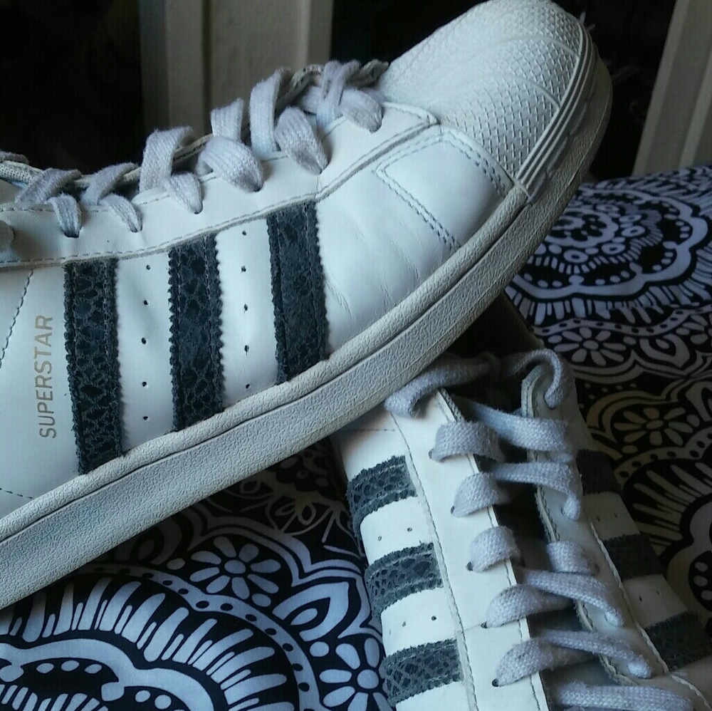 Superstar white and black adidas shoes
